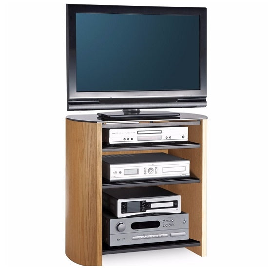 Finewoods Wooden TV Stand In Light Oak With 4 Shelves