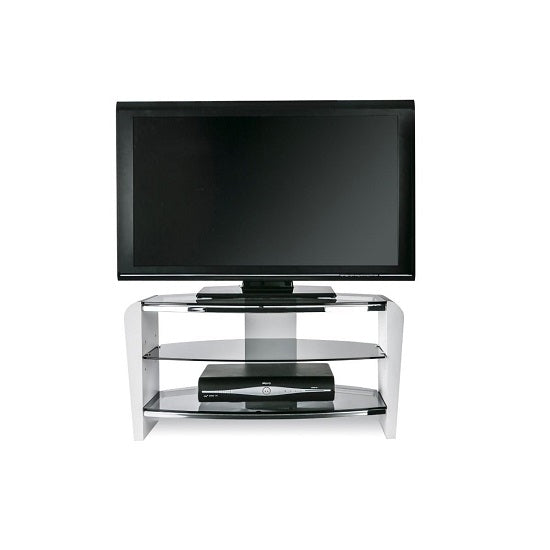 Francium Wooden TV Stand In White With Smoked Glass