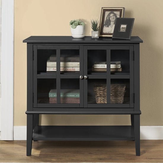 Franklin Wooden Storage Cabinet In Black With 2 Doors