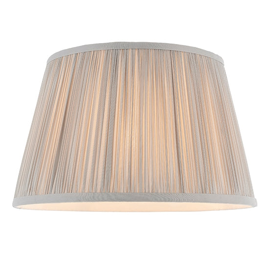 Freya Gathered Silk Fabric 12 Inch Shade With Matching Taped Edge In Silver