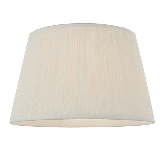 Freya Gathered Silk Fabric 14 Inch Shade With Matching Taped Edge In Vintage White