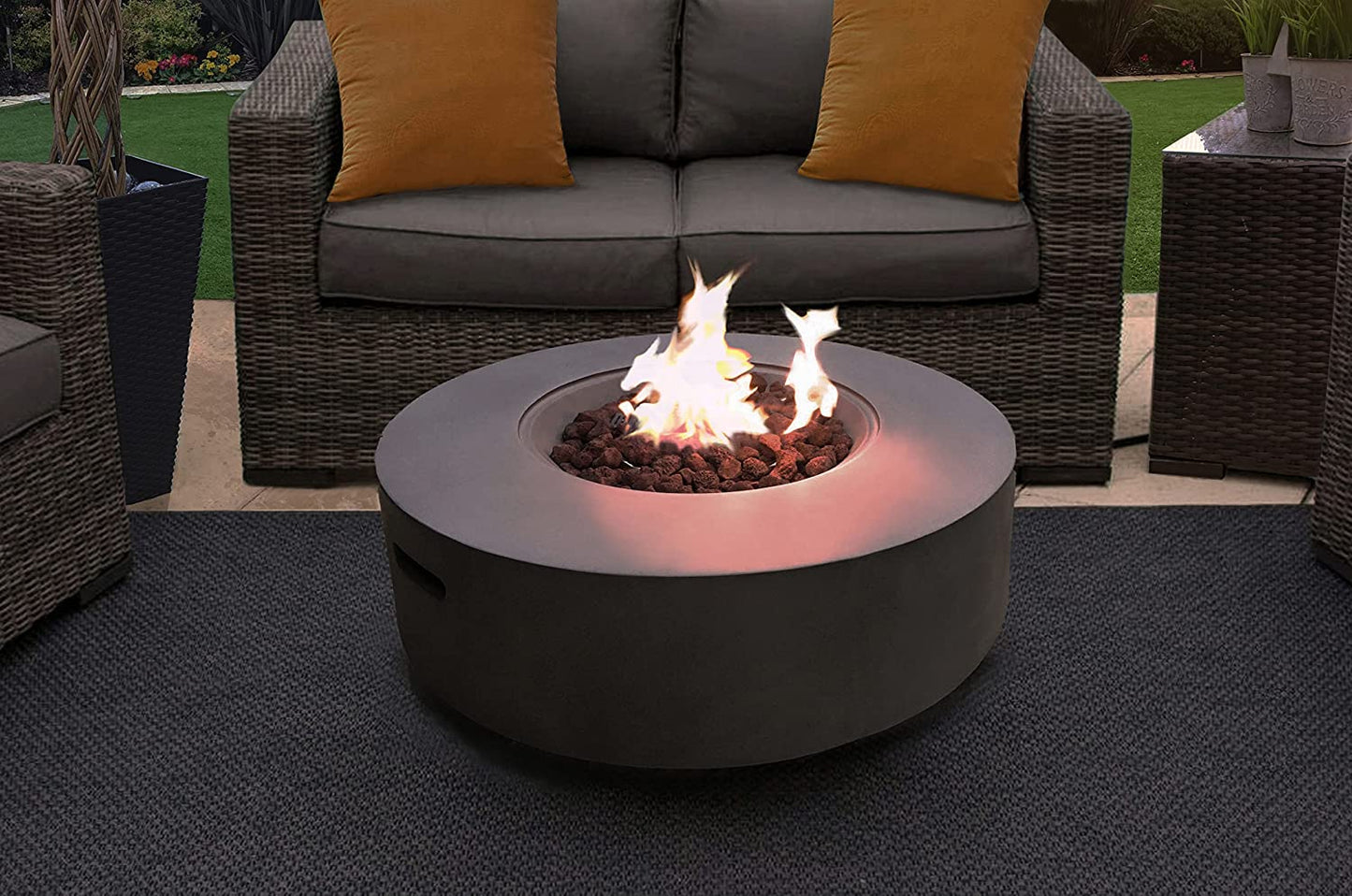 Fusion Garden And Patio Gas Fire Pit In Dark Grey Eco-Stone