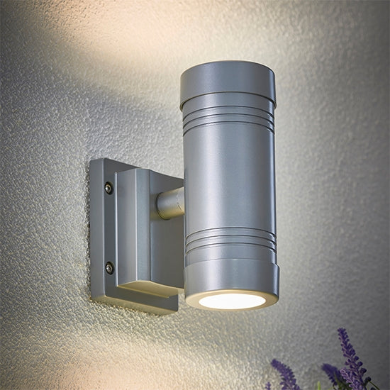 Gigo Clear Glass Lens 2 Lights Wall Light In Aluminium And Grey