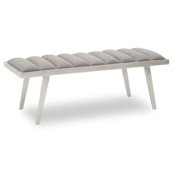 Gilden Velvet Upholstered Hallway Bench In Grey With Angular Legs