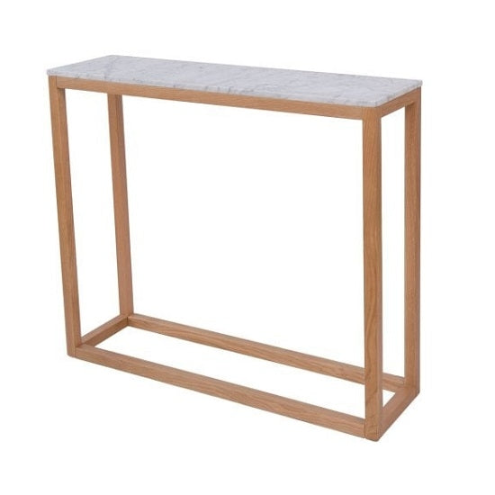 Harlow White Marble Top Console Table With Oak Legs