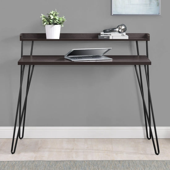Haven Wooden Retro Laptop Desk With Riser In Espresso