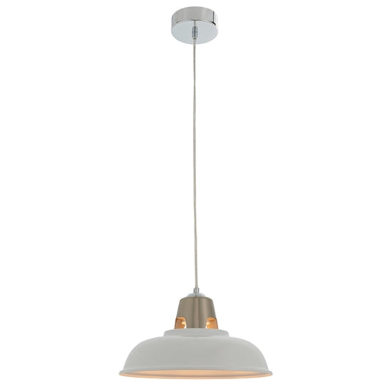 Henley Gloss Vintage White Ceiling Pendant Light In Satin Nickel