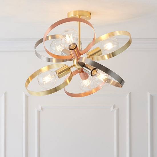Hoop 6 Lights Ceiling Pendant Light In Brushed Brass