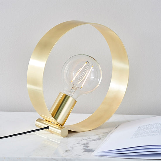 Hoop LED Table Lamp In Brushed Brass