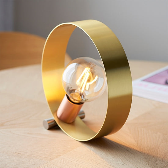 Hoop Table Lamp In Brushed Brass