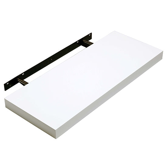 Hudson Medium Wooden Floating Box Wall Shelf In White High Gloss