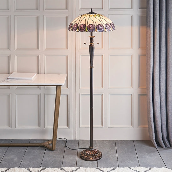 Hutchinson Tiffany Glass Floor Lamp In Dark Bronze