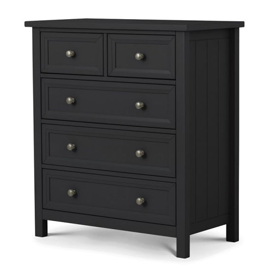 Maine Wooden Chest Of 5 Drawers In Anthracite