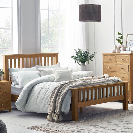 Mallory Wooden High Footend Double Bed In Oak