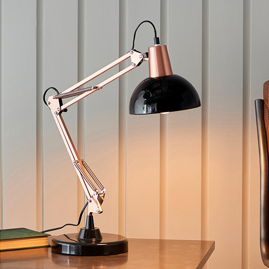 Marshall Task Table Lamp In Bronze And Gloss Black