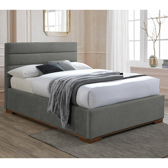 Mayfair Ottoman Fabric Double Bed In Light Grey