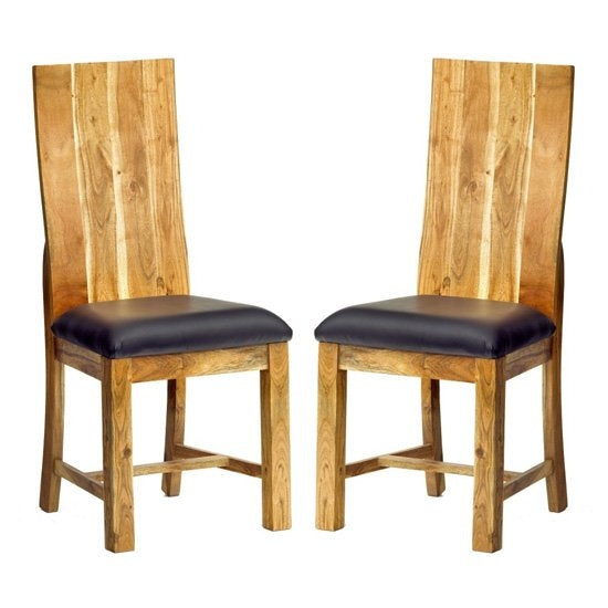 Metropolis Industrial Oak Wooden Dining Chairs In Pair