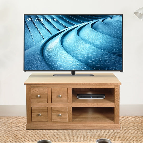 Mobel Wooden 4 Drawers 1 Shelf TV Stand In Oak