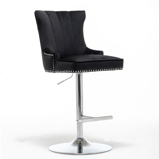 Montpellier Velvet Gas Lift Bar Stool In Black
