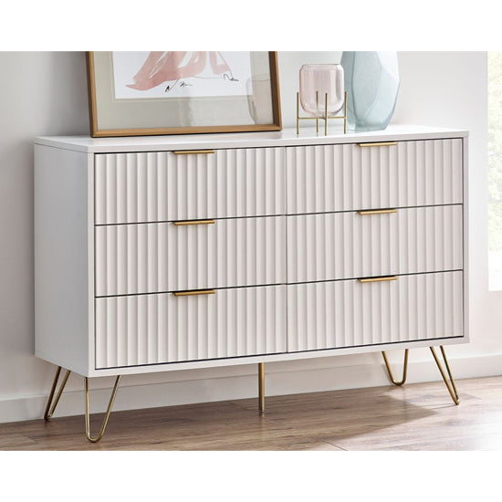 Murano Wooden Chest Of 6 Drawers In Matt White