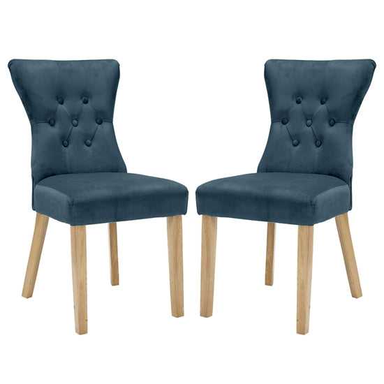 Naples Peacock Fabric Dining Chairs In Pair