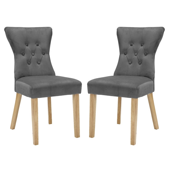 Naples Steel Grey Fabric Dining Chairs In Pair
