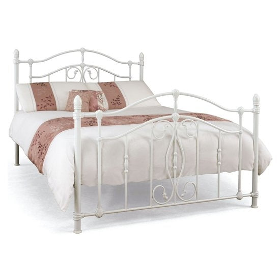 Nice Metal Double Bed In White High Gloss