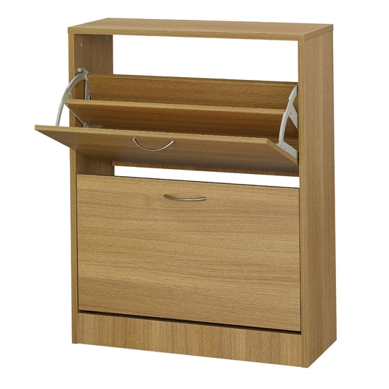Nova Wooden Shoe Storage Cabinet In Oak With 2 Drawers