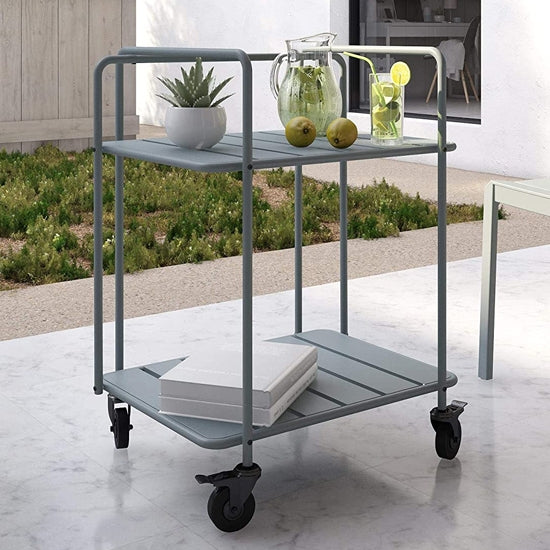 Novogratz Penelope Outdoor Metal Serving Cart In Charcoal Grey