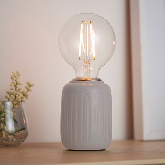 Olivia Table Lamp In Gloss Taupe Glaze And Satin Nickel