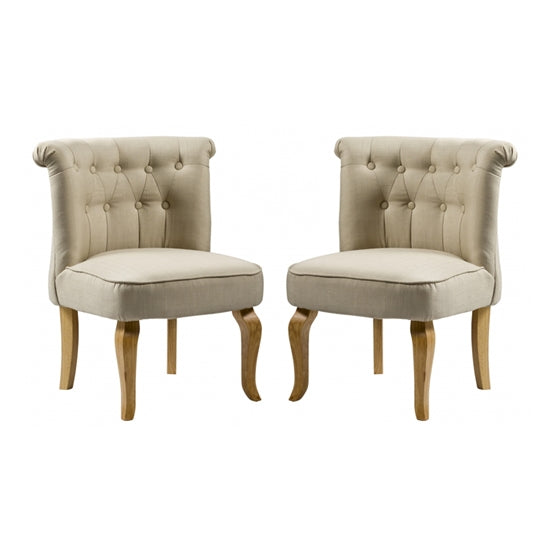 Pembridge Beige Fabric Chair In Pair With Oak Wooden Legs