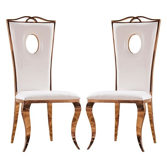 Pescara White Faux Leather Dining Chairs In Pair