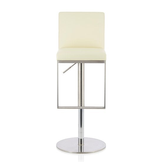 Petunia Faux Leather Swivel Adjustable Height Bar Stool In Cream