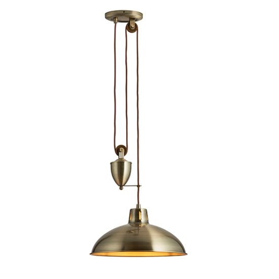 Polka Rise And Fall LED Ceiling Pendant Light In Antique Brass