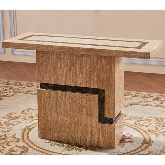 Potenza Marble Console Table In Natural Stone With Marble Base