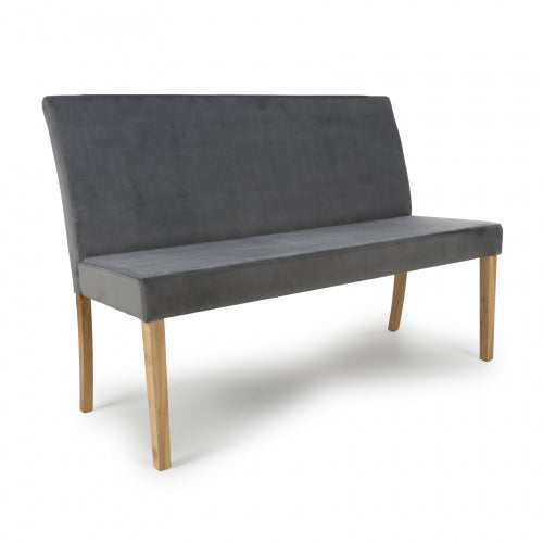 Durham Large Backed Brushed Velvet Dining Bench In Grey
