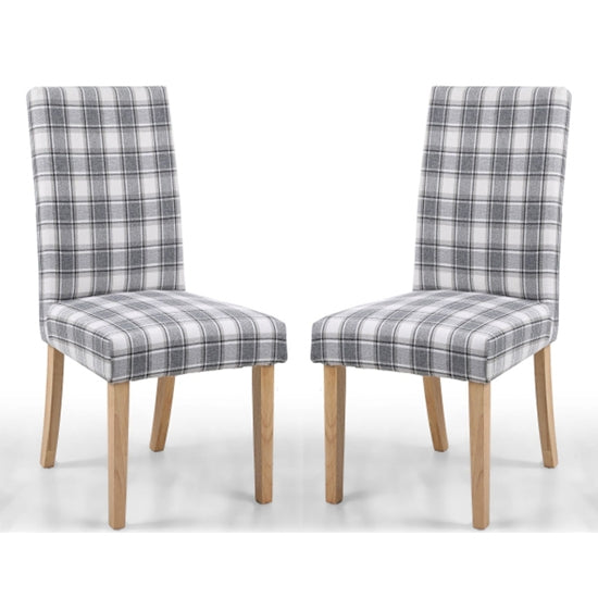 Ridley Herringbone Check Cappuccino Dining Chairs With Natural Legs In Pair