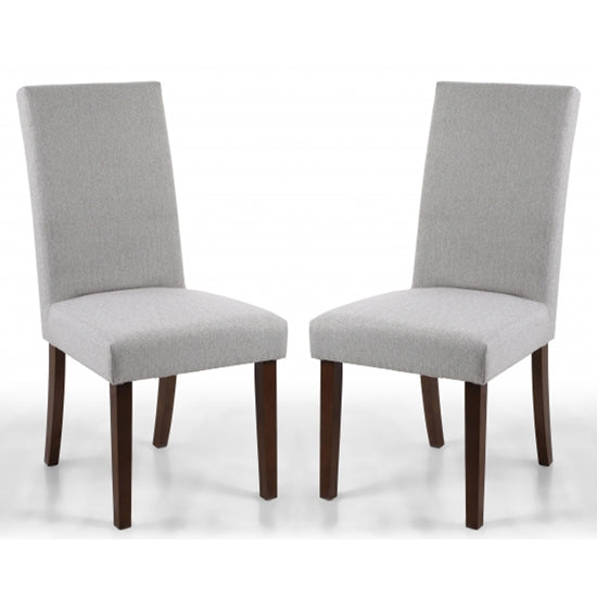 Ridley Herringbone Plain Cappuccino Dining Chairs With Walnut Legs In Pair