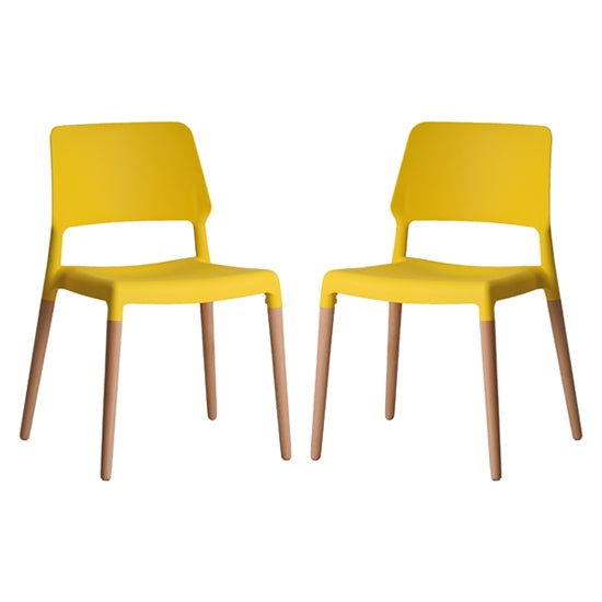 Riva Yellow Plastic Dining Chairs In Pair