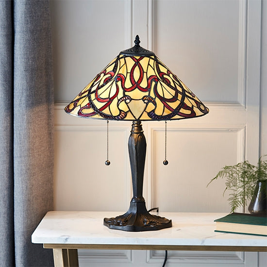 Ruban Medium Tiffany Glass Table Lamp In Dark Bronze