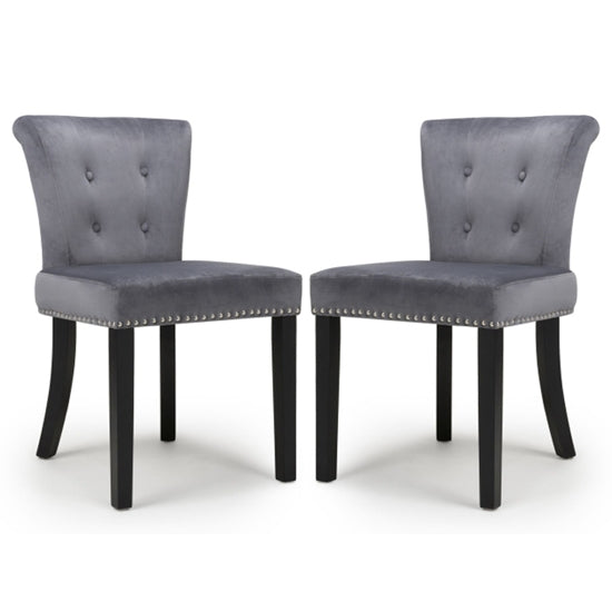 Sandringham Grey Brushed Velvet Accent Chairs In Pair