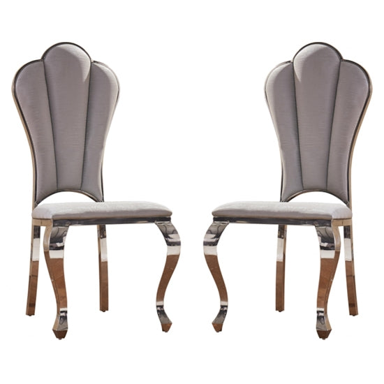 Sardinia Grey Fabric Upholstered Dining Chairs With Chrome Legs