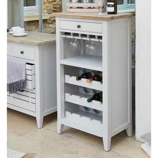 Signature Wine Rack Storage Cabinet In Grey And Oak