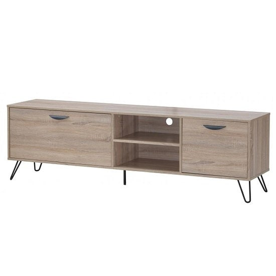 Sonoma 2 Drawers TV Stand In Oak Effect With Black Metal Legs