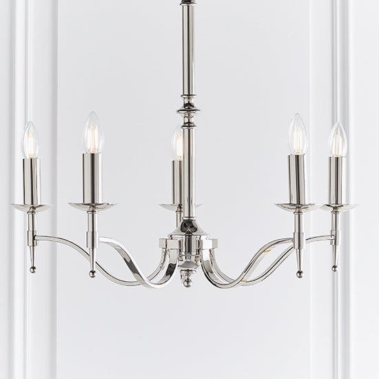 Stanford 5 Candle Lamps Ceiling Pendant Light In Polished Nickel