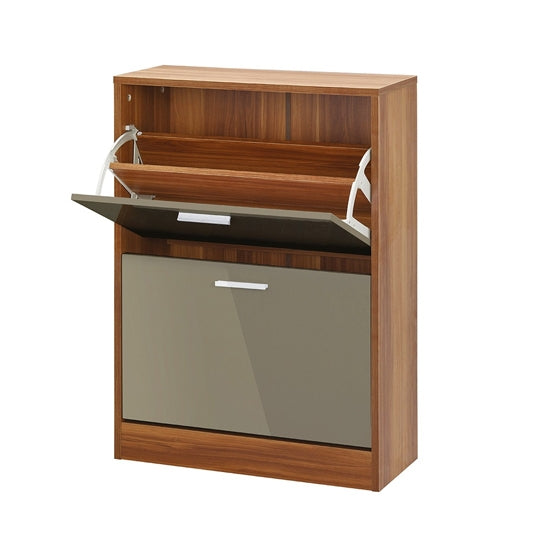 Strand Wooden Shoe Storage Cabinet In Grey With 2 Drawers