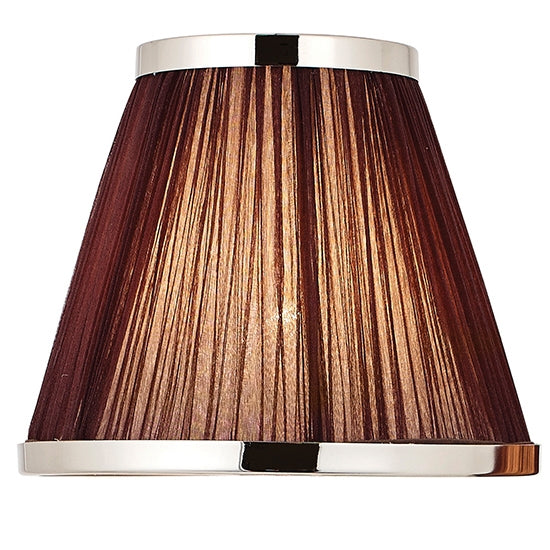 Suffolk Fabric 8 Inch Shade In Chocolate Organza With Polished Nickel Plate