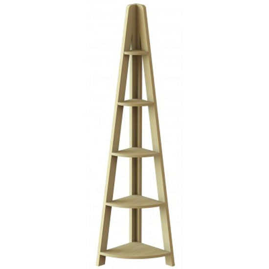 Tiva Wooden Corner Ladder Shelving Unit In Oak