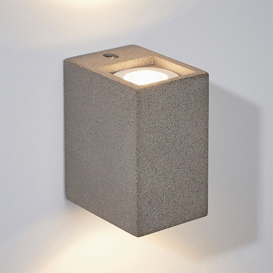 Tor LED 2 Lights Wall Light In Smooth Grey Concrete Plaster