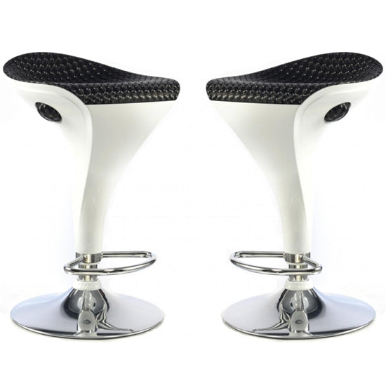 Welford White And Black Textilene Seat Bar Stools In Pair